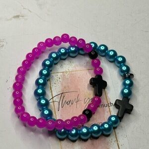 Purple & Blue Cross Bracelets